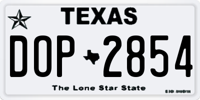 TX license plate DOP2854