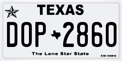 TX license plate DOP2860