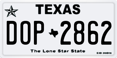TX license plate DOP2862
