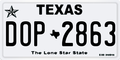 TX license plate DOP2863