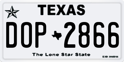 TX license plate DOP2866