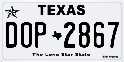 TX license plate DOP2867