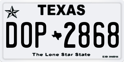 TX license plate DOP2868