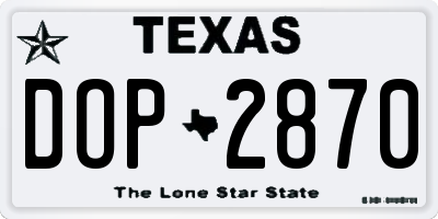 TX license plate DOP2870