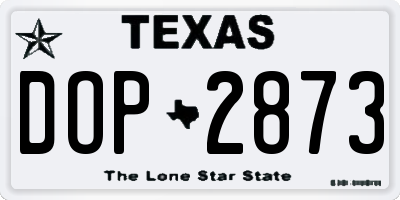 TX license plate DOP2873