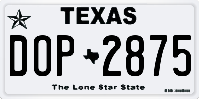 TX license plate DOP2875