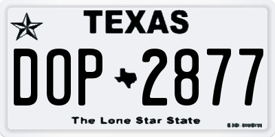 TX license plate DOP2877