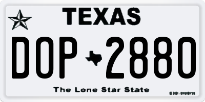 TX license plate DOP2880