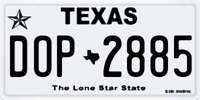 TX license plate DOP2885