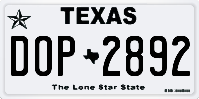 TX license plate DOP2892