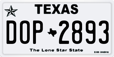 TX license plate DOP2893