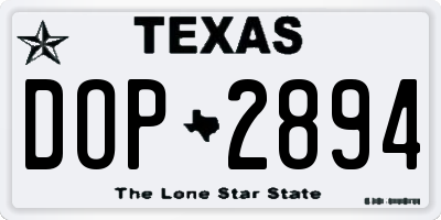 TX license plate DOP2894
