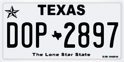 TX license plate DOP2897