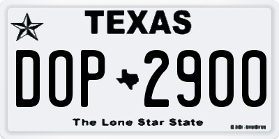 TX license plate DOP2900