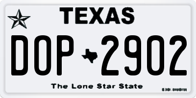 TX license plate DOP2902