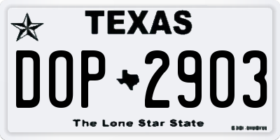 TX license plate DOP2903