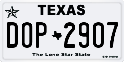 TX license plate DOP2907