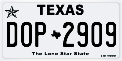 TX license plate DOP2909