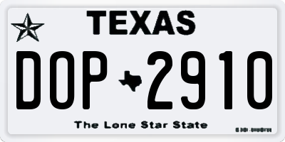 TX license plate DOP2910