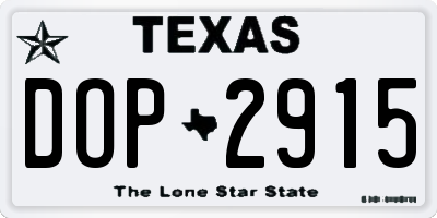 TX license plate DOP2915