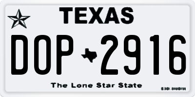 TX license plate DOP2916