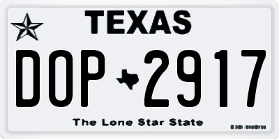 TX license plate DOP2917