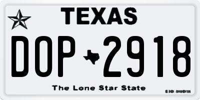 TX license plate DOP2918