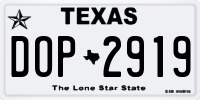 TX license plate DOP2919