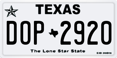 TX license plate DOP2920
