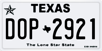 TX license plate DOP2921