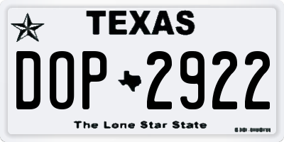 TX license plate DOP2922