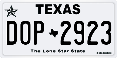 TX license plate DOP2923