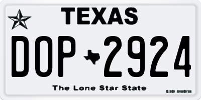 TX license plate DOP2924