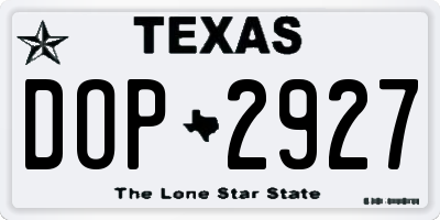 TX license plate DOP2927