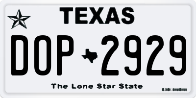 TX license plate DOP2929