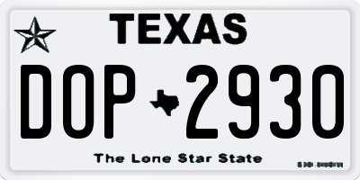 TX license plate DOP2930