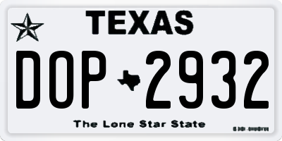 TX license plate DOP2932