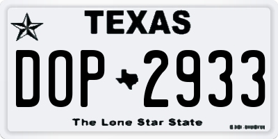 TX license plate DOP2933