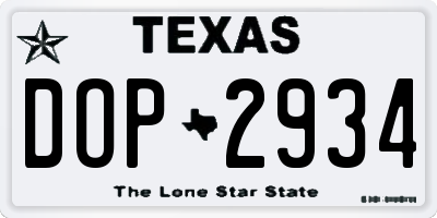 TX license plate DOP2934
