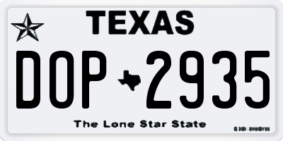 TX license plate DOP2935