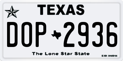TX license plate DOP2936