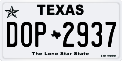 TX license plate DOP2937