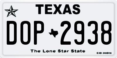 TX license plate DOP2938