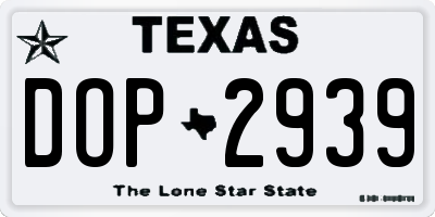 TX license plate DOP2939