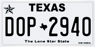 TX license plate DOP2940