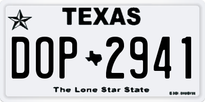 TX license plate DOP2941