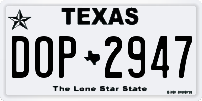 TX license plate DOP2947