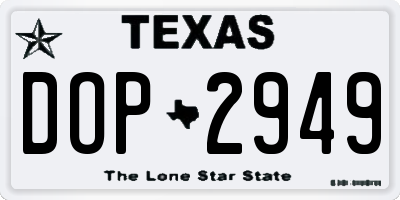 TX license plate DOP2949