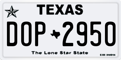 TX license plate DOP2950