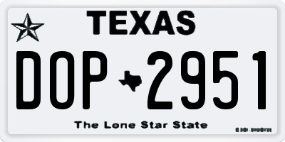 TX license plate DOP2951